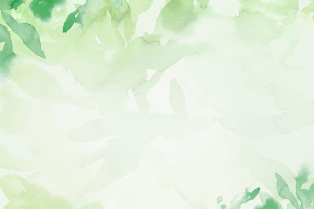 葉のイラストと緑の春の花の水彩背景ベクトル