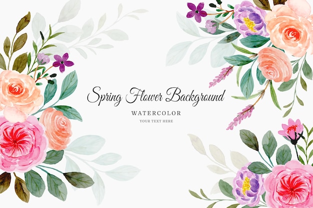 Spring flower background with watercolor