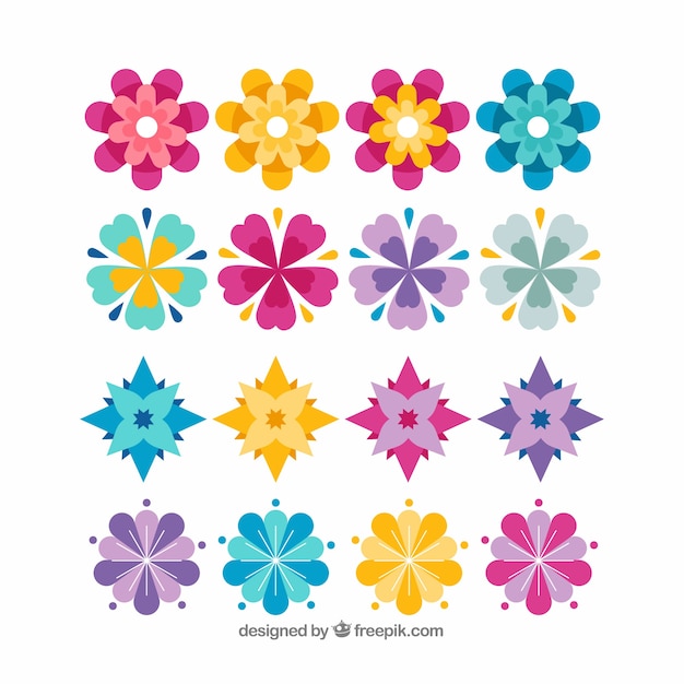 Free vector spring flower collection of 16