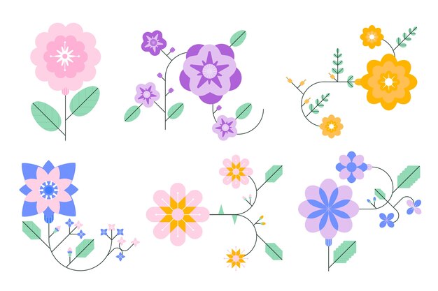 Spring flower collection in flat design