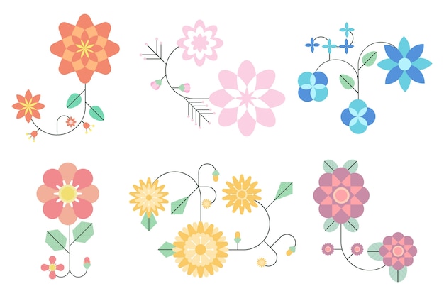 Spring flower collection in flat design