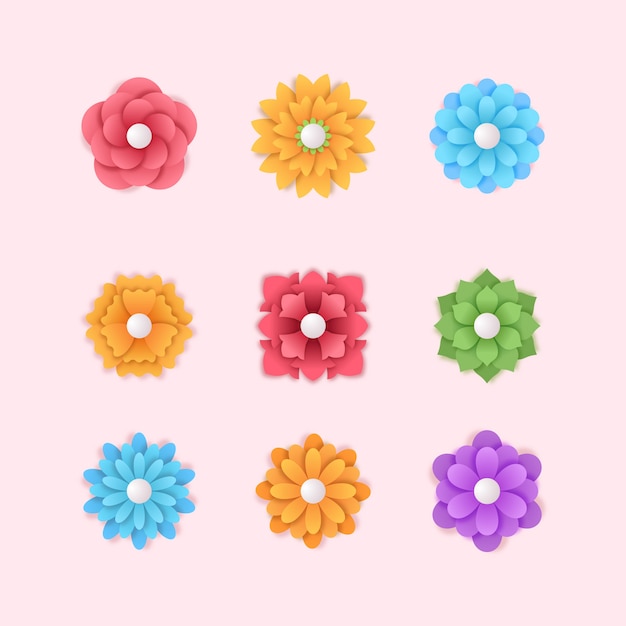 Free vector spring flower collection in paper style concept