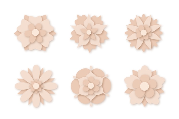 Spring flower collection in paper style