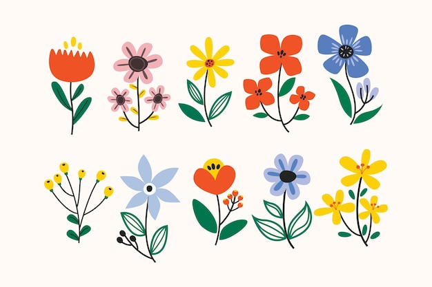 Spring flower collection Free Vector