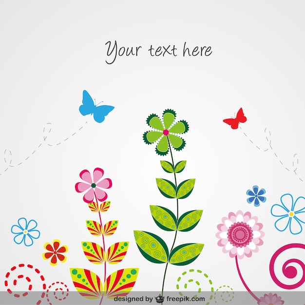 Free vector spring flowers and butterflies background