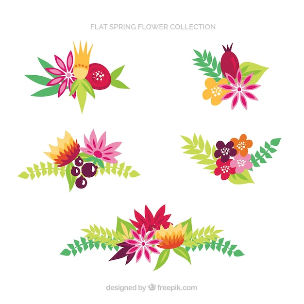 Spring flowers collection in flat style