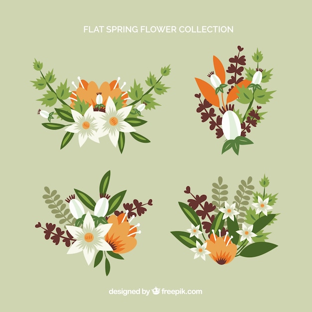 Spring flowers collection in flat style