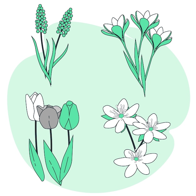 Free vector spring flowers concept illustration