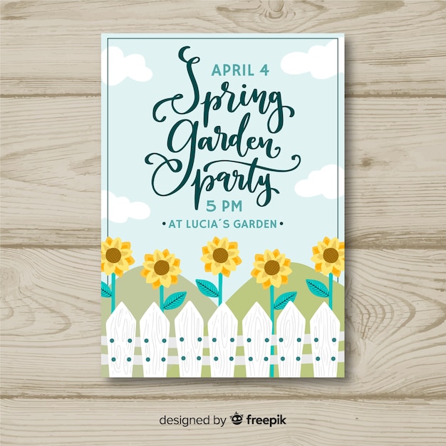 Free vector spring garden party flyer