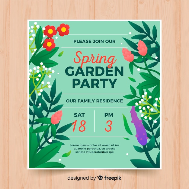 Бесплатное векторное изображение Листовка весенний сад вечеринка