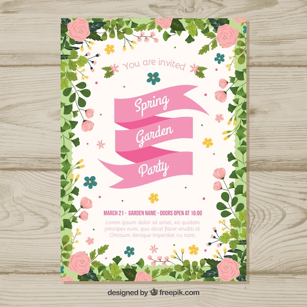 Free vector spring garden party invitation