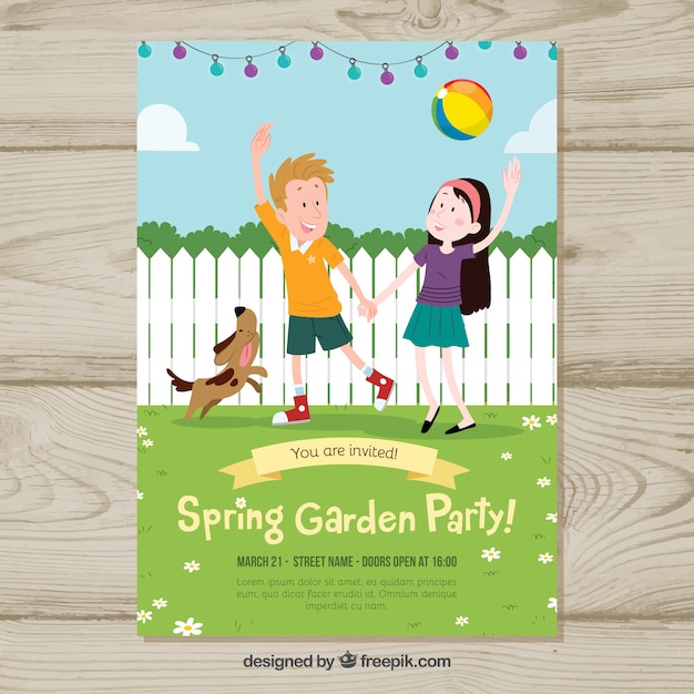 春の庭のパーティーの招待状