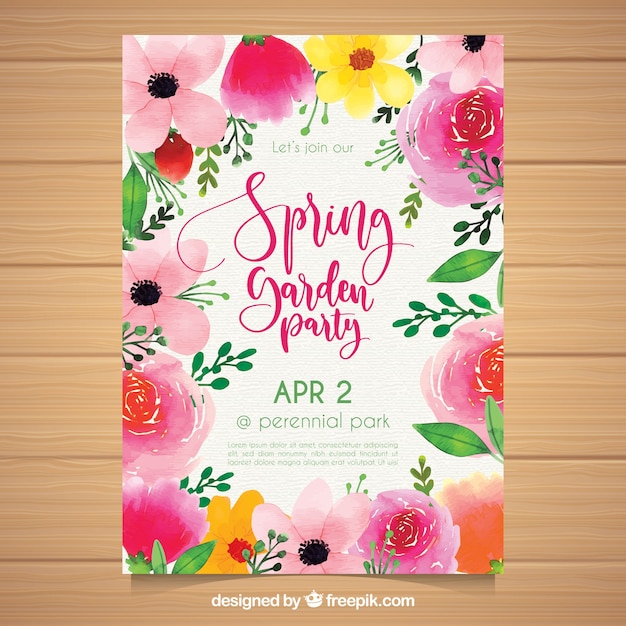 Free vector spring garden party invitation