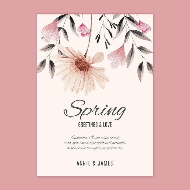 Free vector spring greeting card watercolor