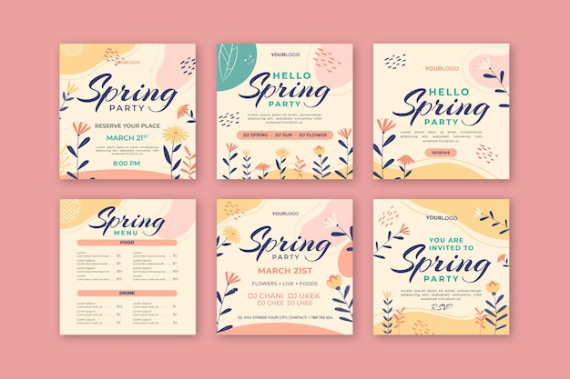 Free vector spring instagram post