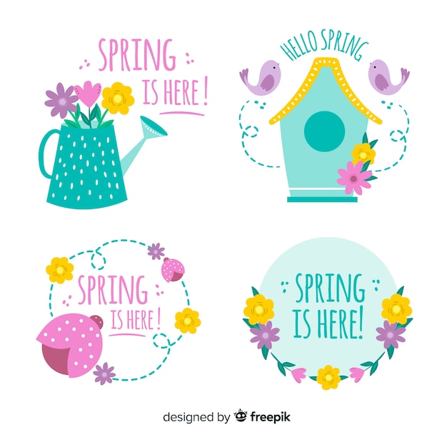 Free vector spring label collection