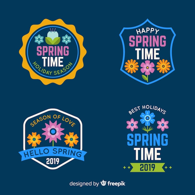 Free vector spring label collection