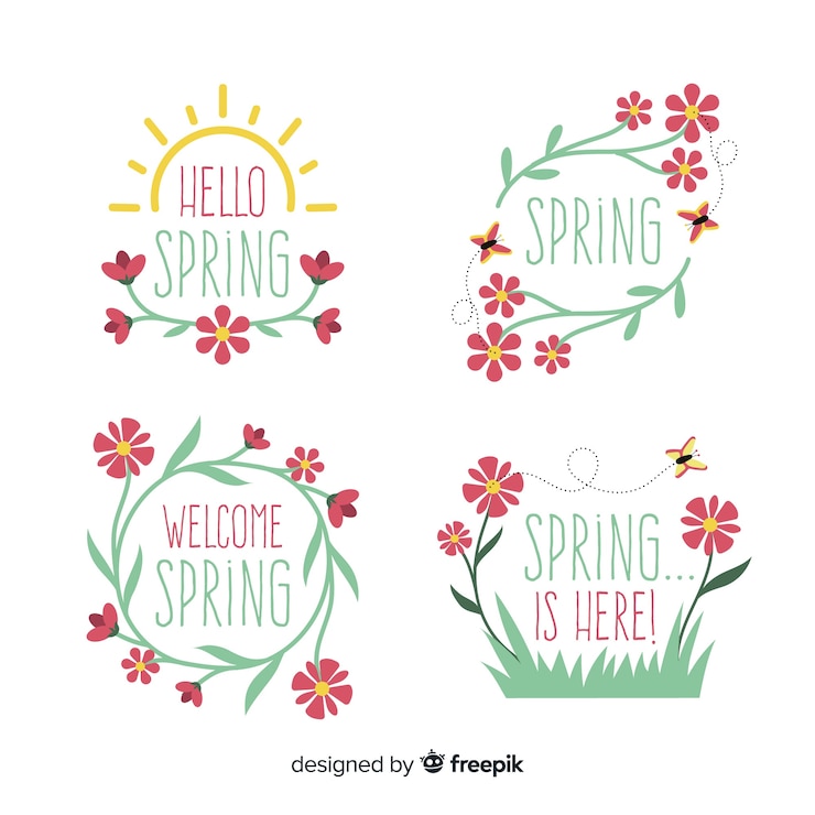 Free Vector spring label collection