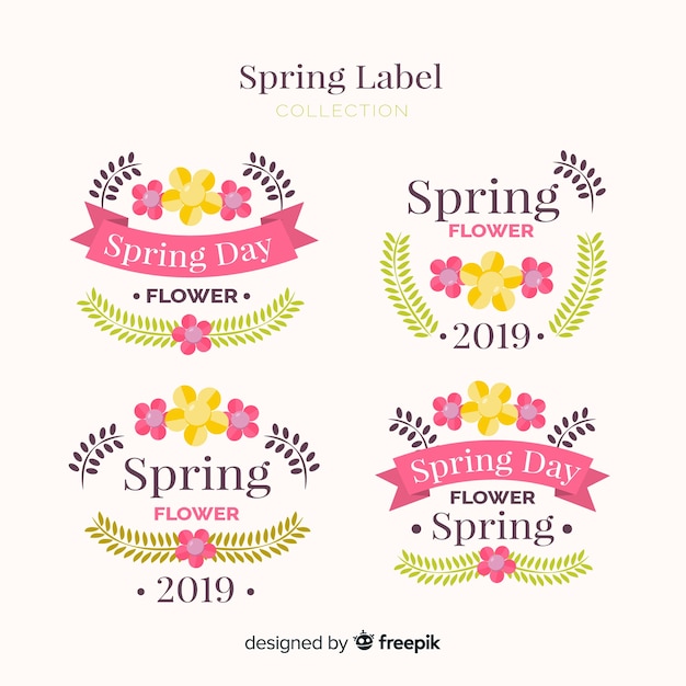 Free vector spring label collection