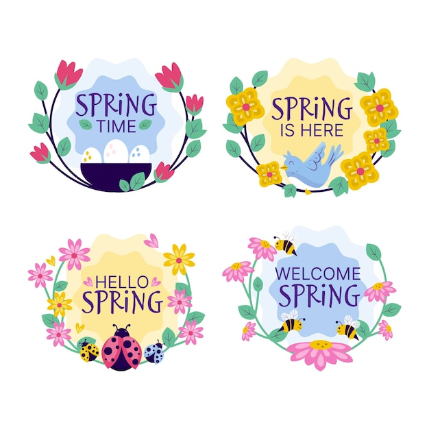 Free Vector spring label collection