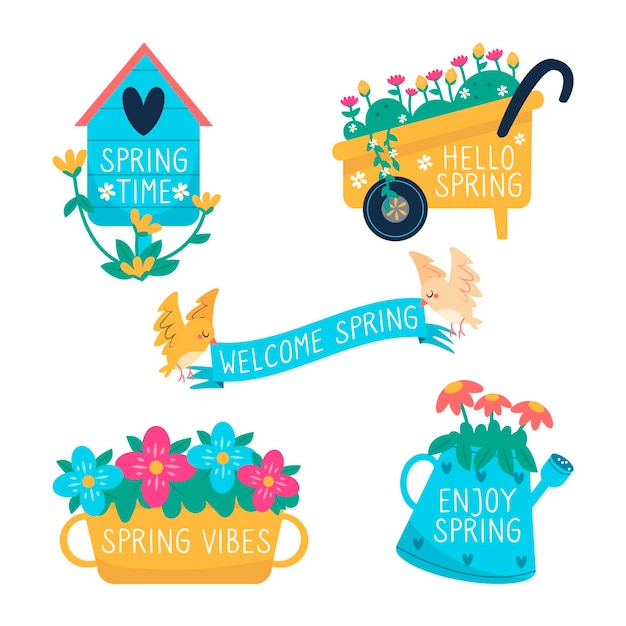 Free Vector spring label collection