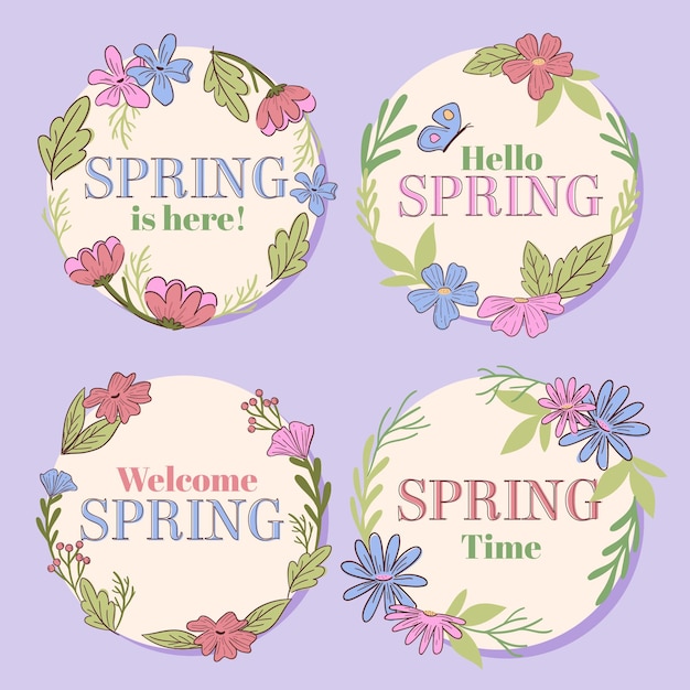 Free vector spring label collection