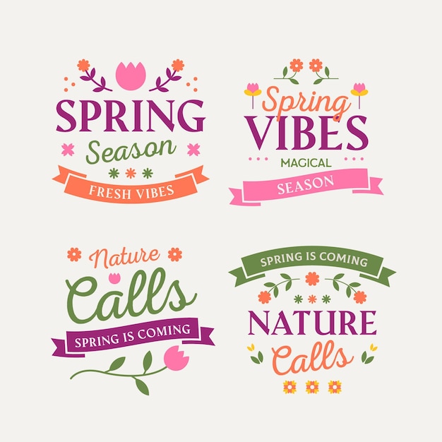 Free vector spring label collection