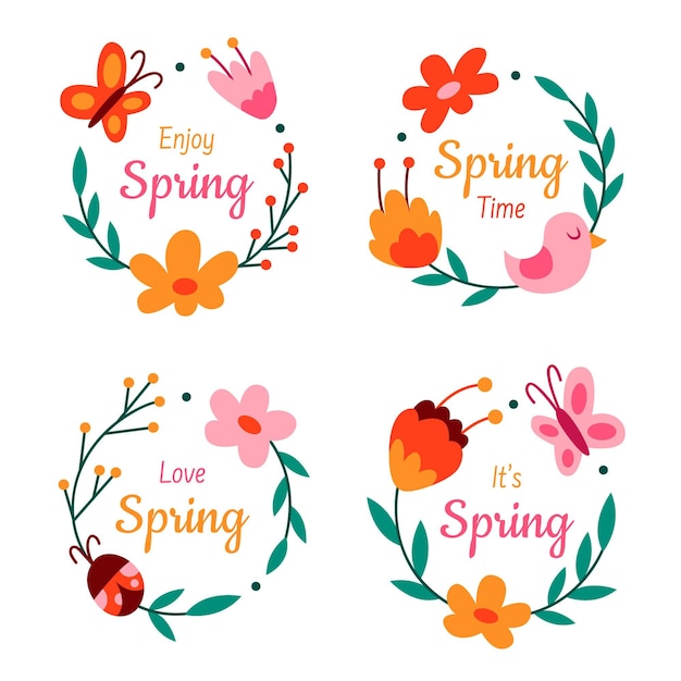 Free vector spring label collection