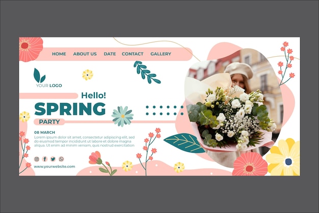 Free vector spring landing page