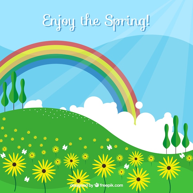 Free vector spring landscape background