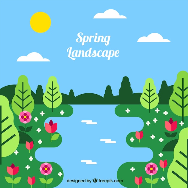 Free vector spring landscape background