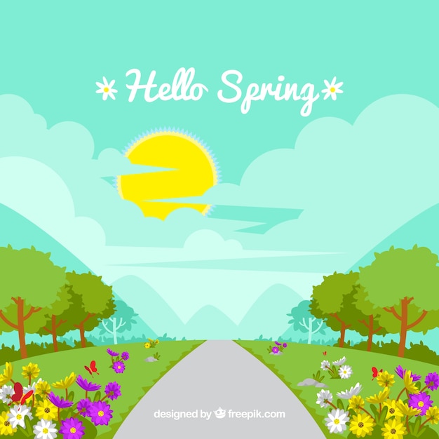 Free vector spring landscape background