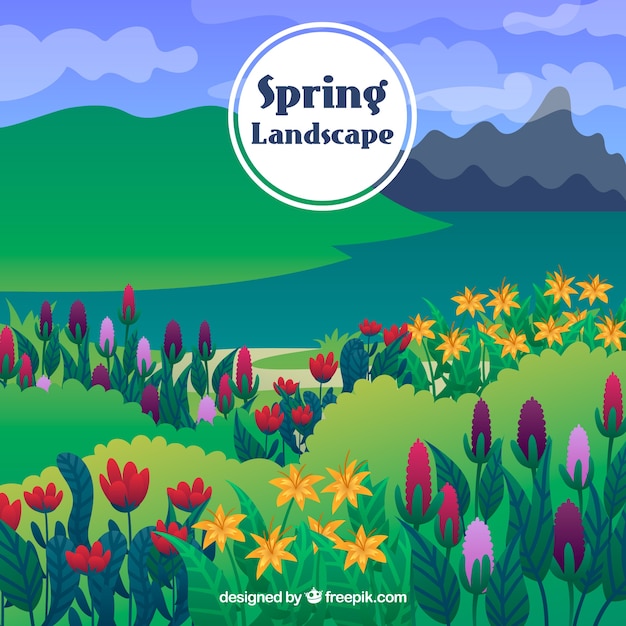 Free vector spring landscape background