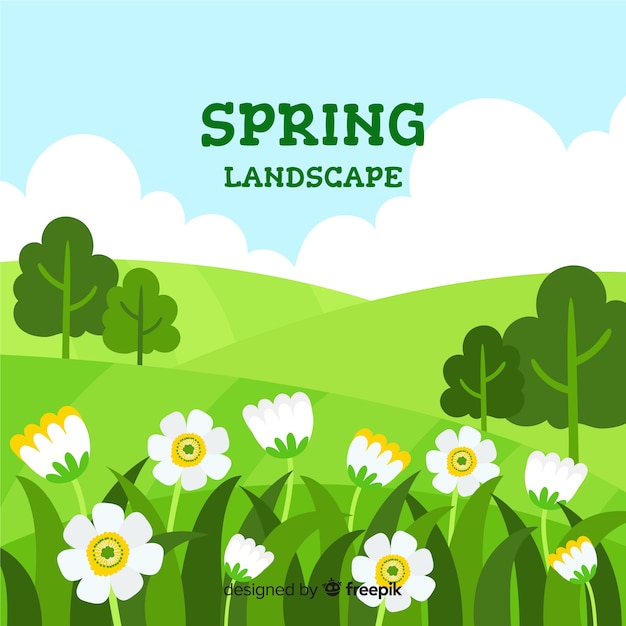 Free vector spring landscape background