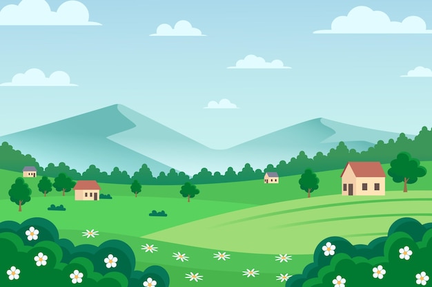 Free vector spring landscape scene