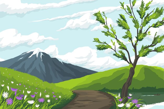 Spring landscape scene