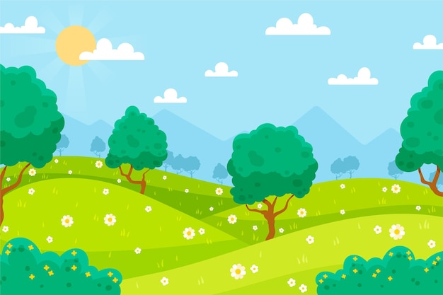 Free vector spring landscape scene