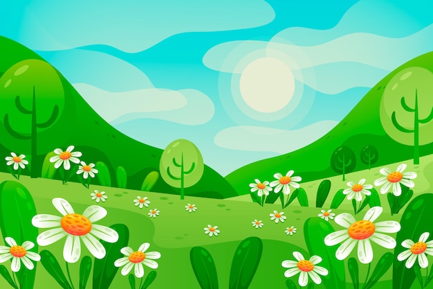 Free vector spring landscape scene