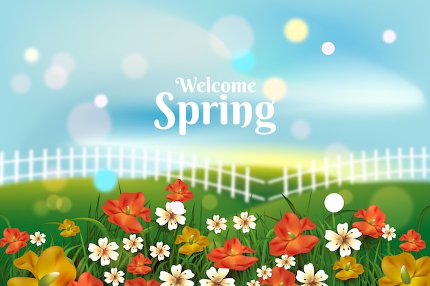 Free vector spring landscape scene