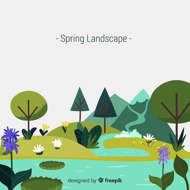 Free vector spring landscape