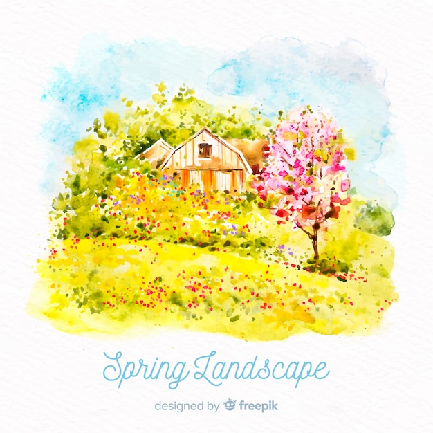 Free vector spring landscape