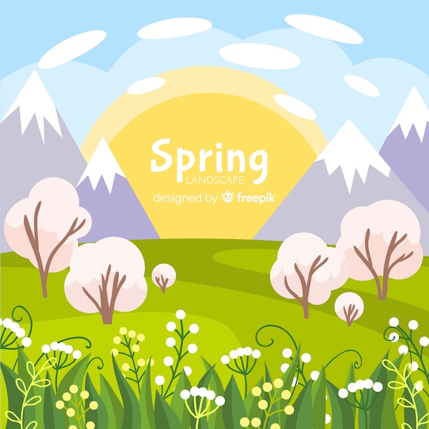 Free vector spring landscape