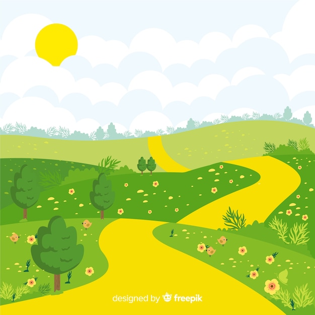 Free vector spring landscape