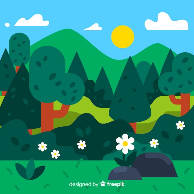 Free vector spring landscape