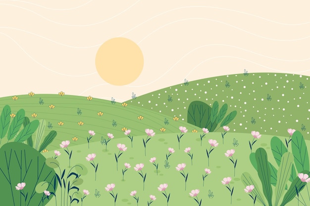 Free vector spring landscape