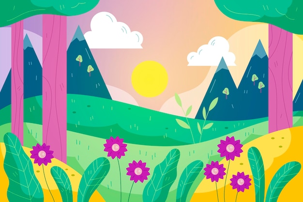 Free vector spring landscape