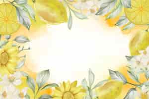 Бесплатное векторное изображение Весенний лимонный цветок акварель рамка фон