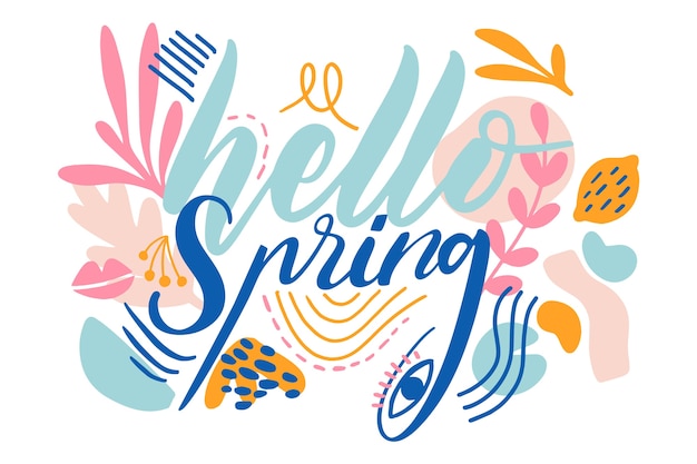 Free vector spring lettering flat design