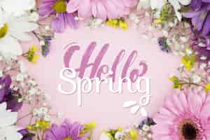 Free vector spring lettering style with floral photo