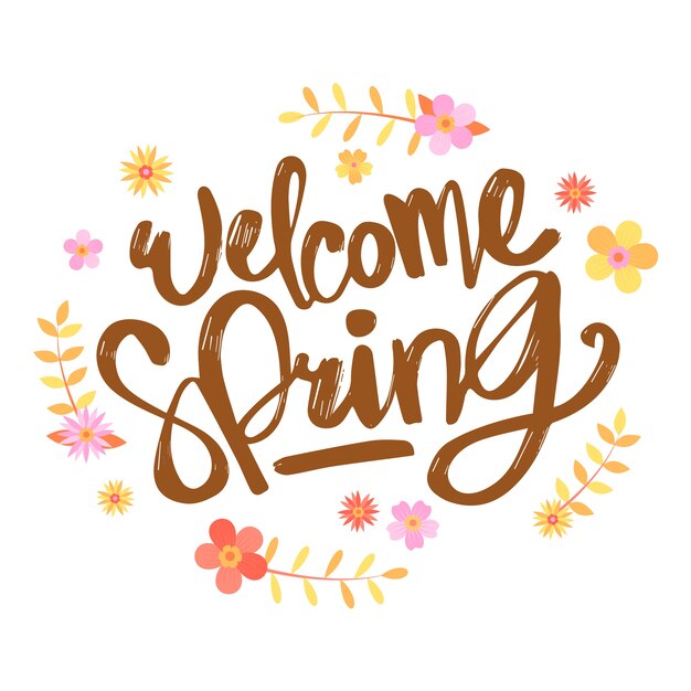 Spring lettering with colorful decoration